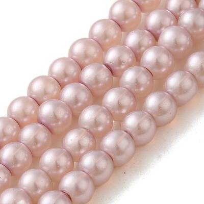 Baking Painted Pearlized Glass Pearl Round Bead Strands
