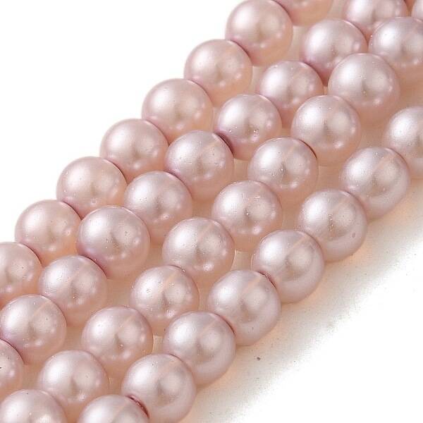 Baking Painted Pearlized Glass Pearl Round Bead Strands