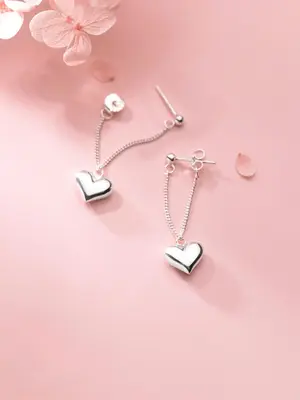 Heart Shaped Chain Earrings, 2025 New Style Fashionable Earrings for Women & Girls, Trendy All-match & Exquisite Jewelry for ...