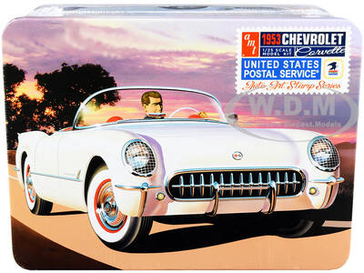 Skill 2 Model Kit 1953 Chevrolet Corvette USPS (United States Postal Service) Themed Collectible Tin 1/25 Scale Model by AM...