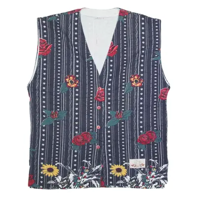 SUCCO DI FRUTTA Womens Waistcoat Blue Striped XL