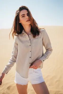 Sanni - Linen Shirt | Size: L | Color: White
