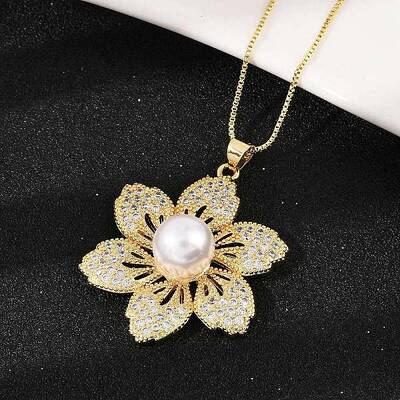 Brass Micro Pave Cubic Zirconia and Plastic Beads Necklaces