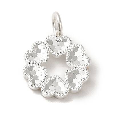 925 Sterling Silver Heart Flower Charms