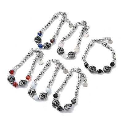 Natural Mixed Gemstone Star Cut Round Beaded Bracelets