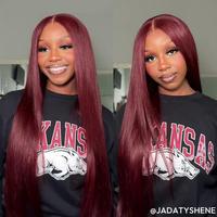 Wiggins Hair Cherry Cola Red Color Glueless Human Hair Wigs Straight Wig 5x7 Lace Closure Human Hair Pre Cut Pre Plucked Read...