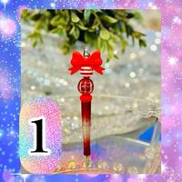 1 Handmade Silicone Focal Beaded Pen - Live Claims Only - Picture is Referencing - Colorful Design with Red Bow