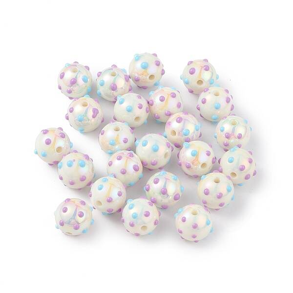 UV Plating Rainbow Iridescent Acrylic Enamel Beads