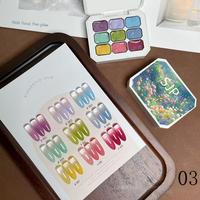 9 Color Smudge Gradual Change Painted Glue Palette, 1 Count Long Lasting Nail Polish, Colorful Nail Products for All Styles a...