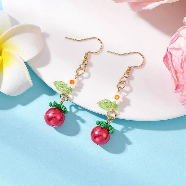 304 Stainless Steel Tomato Dangle Earrings
