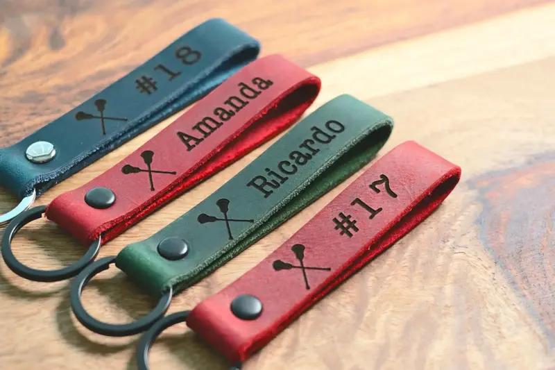SLIM Lacrosse Keychain, Personalized Sports Keychain, Team Gifts, Player Gifts, Lacrosse Gift, LEATHER KEYCHAIN