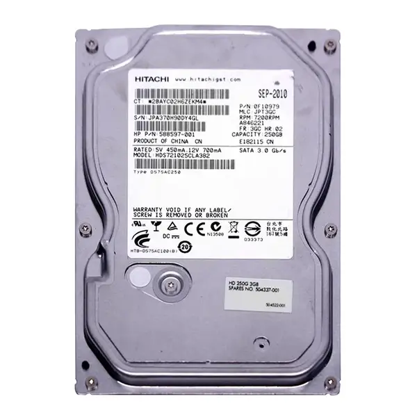 588597-001 HP 250GB 3Gb/s SATA 7200 3.5-inch Hard Drive