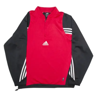 ADIDAS Mens Sweatshirt Red 1/4 Zip M