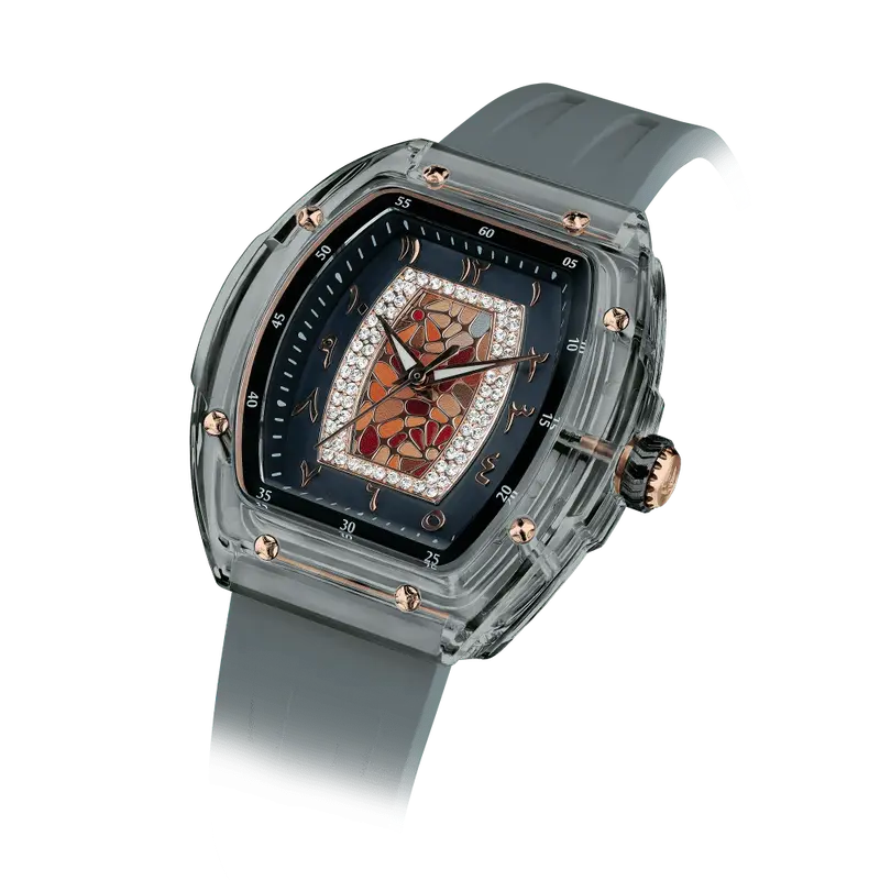 TSAR BOMBA Women's Quartz Watch | Arab Grey | Swiss Movement Wristwatch | Cubic Zirconia Mother of Pearl Dial | Waterproof Sa...