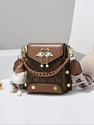 Women's Fashionable Pu Leather Shoulder Bag, Casual Animal & Tassel Decorated Crossbody Bag for Daily Used, Casual Trendy Ver...