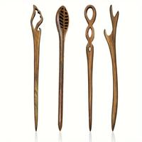 Wooden Hair Pin, 4 Counts/set Vintage Chinese Style Hairpins for Women & Girls, Retro Hair Accessories for Daily Use
