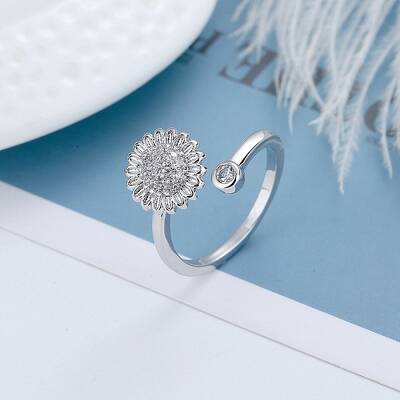 Rotatable Cat Eye Open Ring with Cubic Zirconia