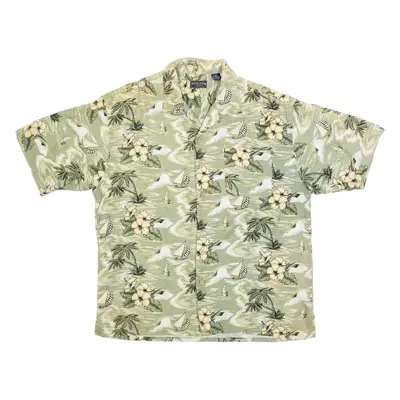 CANYON CREEK Mens Hawaiian Shirt Green Floral XL
