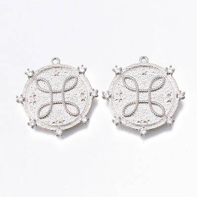 Brass Micro Pave Clear Cubic Zirconia Pendants