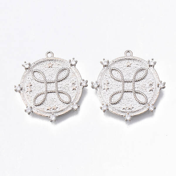 Brass Micro Pave Clear Cubic Zirconia Pendants