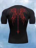 Men's Wing Print Compression Sports Tee, Quick Drying Breathable T-shirt, Mens Gym Clothes, Compression Shirts, Comfy Men's S...