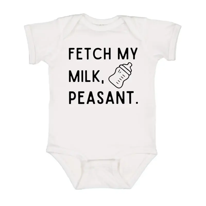 Fetch My Milk Peasant Baby Onesie, Cotton Baby Clothes Girl Boy