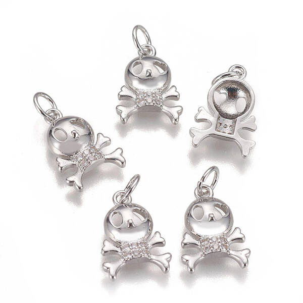 Brass Micro Pave Cubic Zirconia Charms