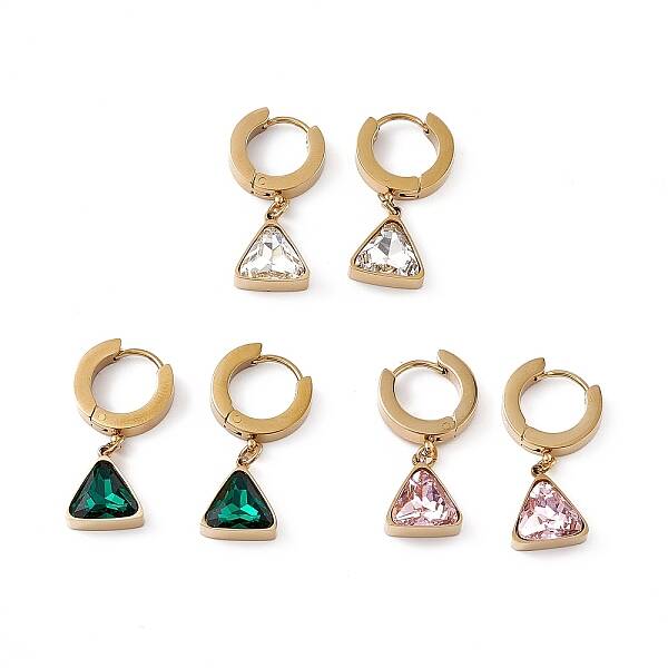 Cubic Zirconia Triangle Dangle Hoop Earrings