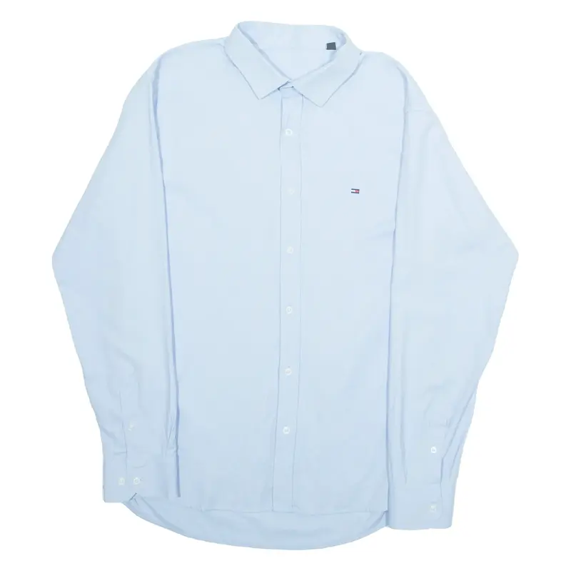 TOMMY HILFIGER Mens Plain Shirt Blue Long Sleeve L