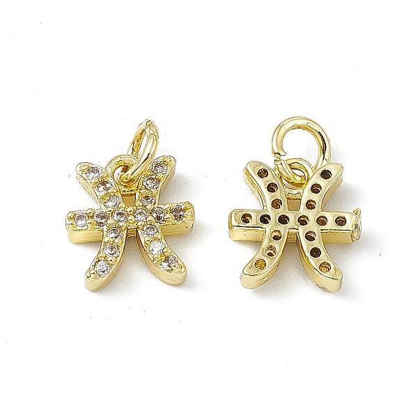 Real 18K Gold Plated Brass Micro Pave Clear Cubic Zirconia Charms