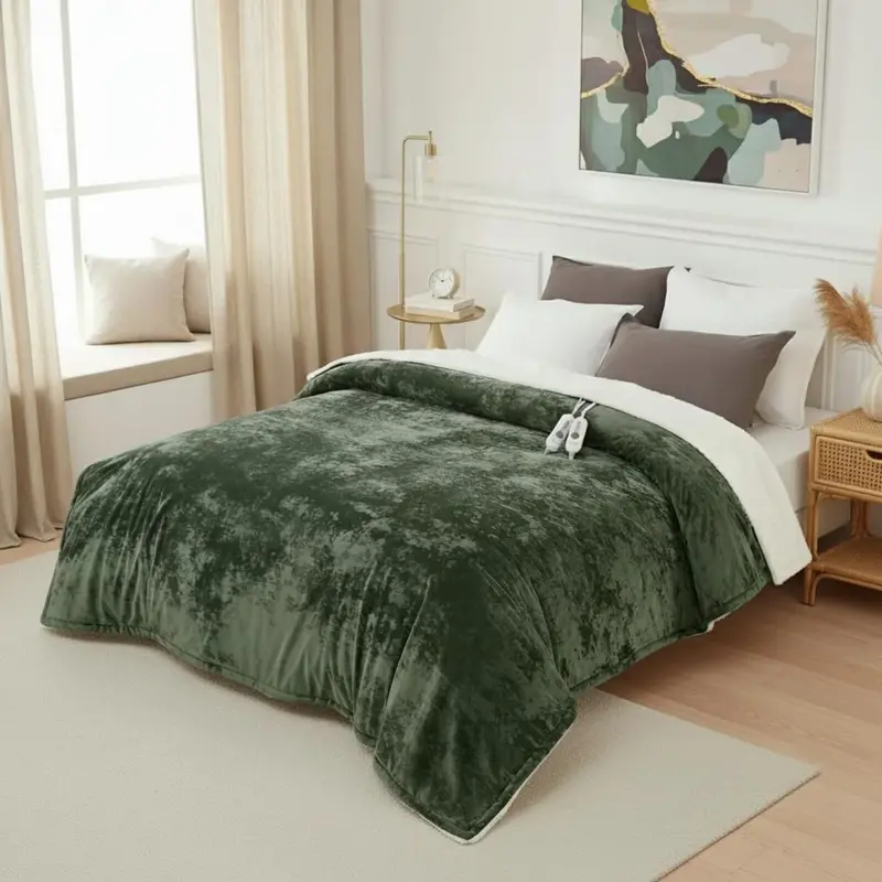 Garvee Heated Blanket Queen Size with Dual Control, Velvet Soft Fast Heating Blankets Queen, 4 Heat Settings & 10H Auto Off, ...