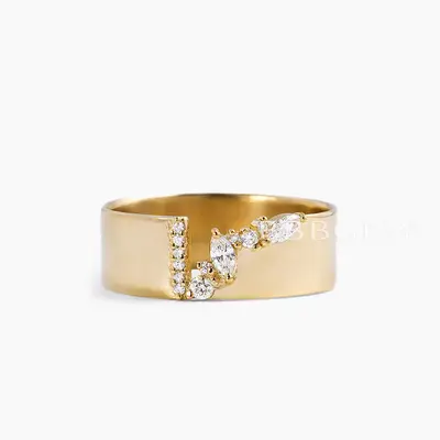 6mm Real Diamond Gap Band with Pave Cluster Wedding Band for Women