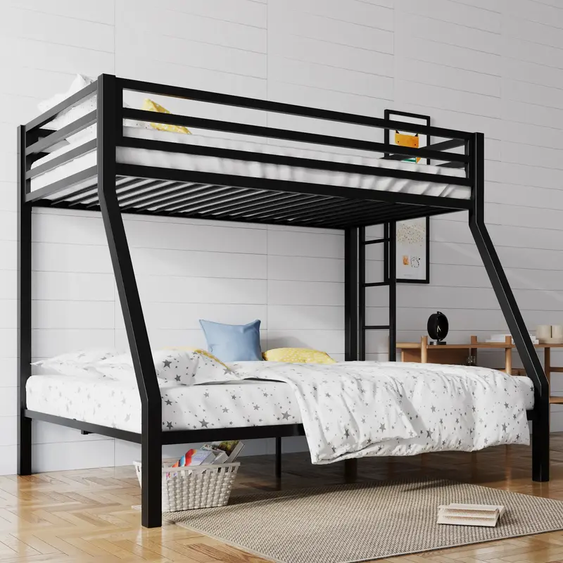 SHA CERLIN Metal Bunk Bed Twin Over Full Size with Removable Stairs【Frame Only No Mattress】Heavy Duty Sturdy Frame with 1...