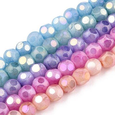 Opaque Frosted Glass Beads Strands