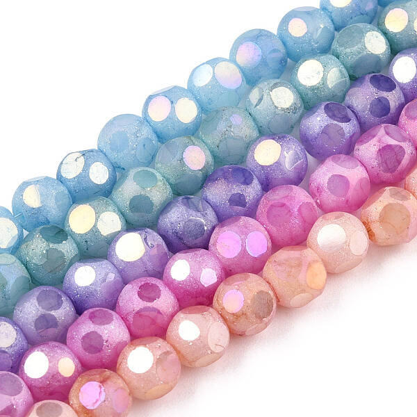 Opaque Frosted Glass Beads Strands