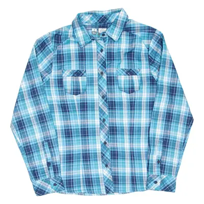 MCKINLEY Womens Flannel Shirt Blue Check Long Sleeve UK 14