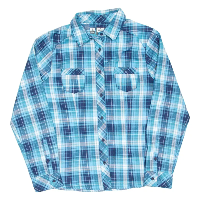MCKINLEY Womens Flannel Shirt Blue Check Long Sleeve UK 14