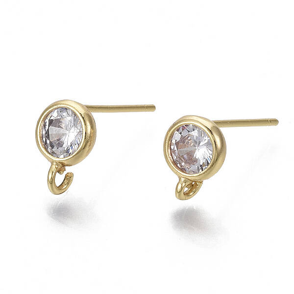 Brass Micro Clear Cubic Zirconia Stud Earring Findings