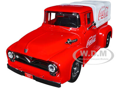 1955 Ford F-100 Pickup Truck Red with White Canopy \