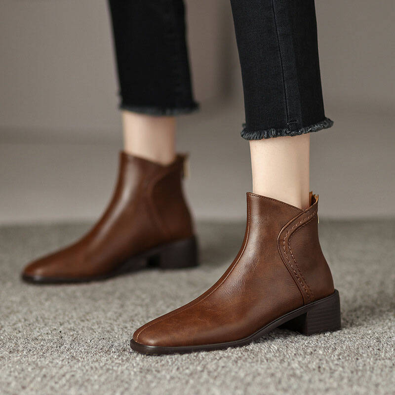 CHIKO Senona Square Toe Block Heels Ankle Boots