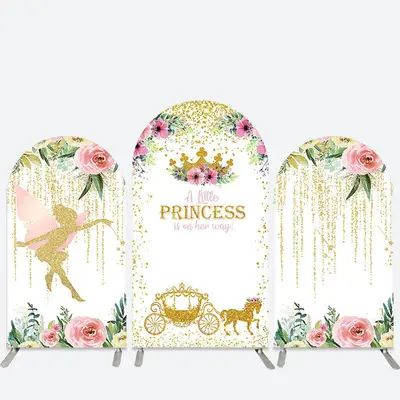 Aperturee Glitter Princess Floral Arch Backdrop Kit For Baby Shower | Diy Arch Backdrop Cover | Round Arch Backdrop Cover | C...