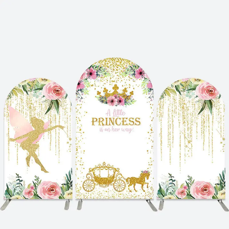 Aperturee Glitter Princess Floral Arch Backdrop Kit For Baby Shower | Diy Arch Backdrop Cover | Round Arch Backdrop Cover | C...