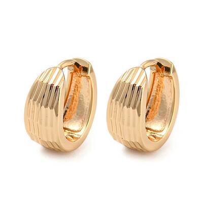 Brass Grooved Hoop Earrings