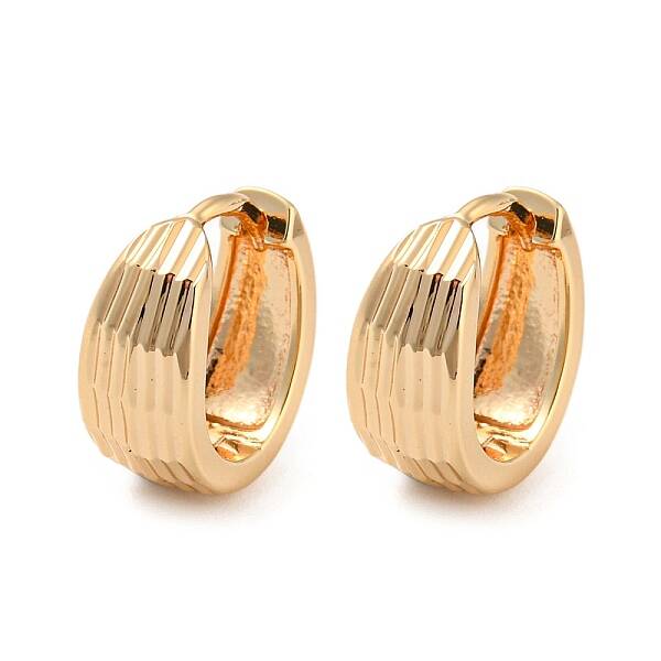 Brass Grooved Hoop Earrings