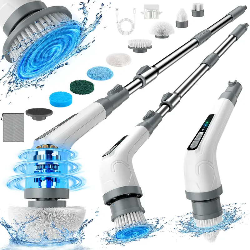 Vaxbree SP03 Cordless Electric Spin Scrubber with 8 Replaceable Head, 3 Speeds, Up to 150-Min Runtime for Home Cleaning