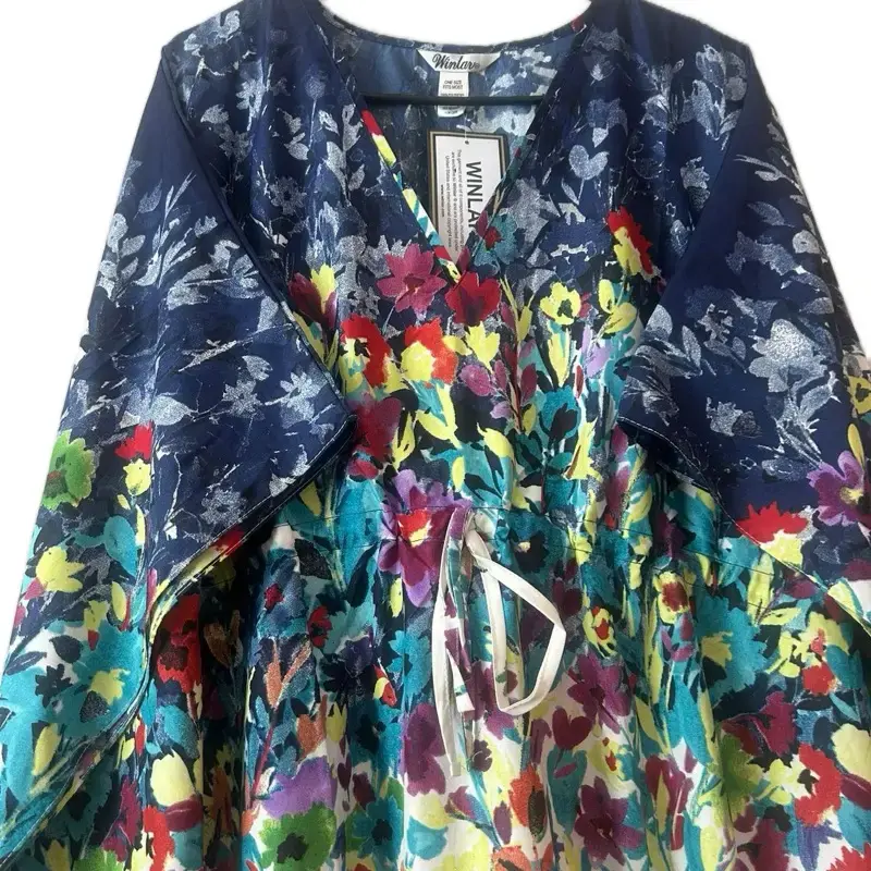Winlan 2025 New Kaftan Dresses Free Size Women's Floral Print Casual Wear Comfortable Fit for All Occasions Summer Beach Vaca...
