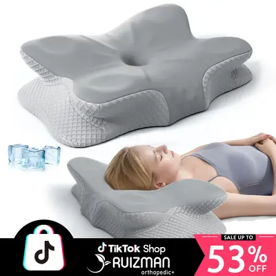 Ruizman Spine Soft Pillow for Stress Relief - Premium Cooling Memory Foam Ergonomic Removable Pillow, 1 PC Orthopedic Pillow ...