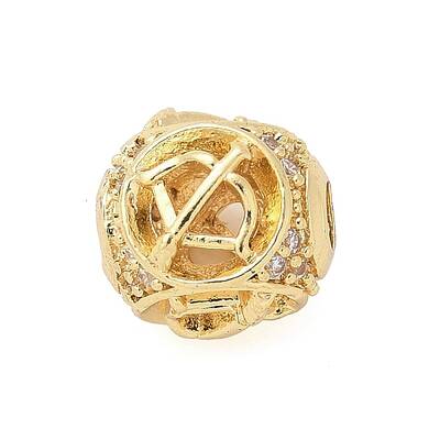 Brass Micro Pave Cubic Zirconia Beads