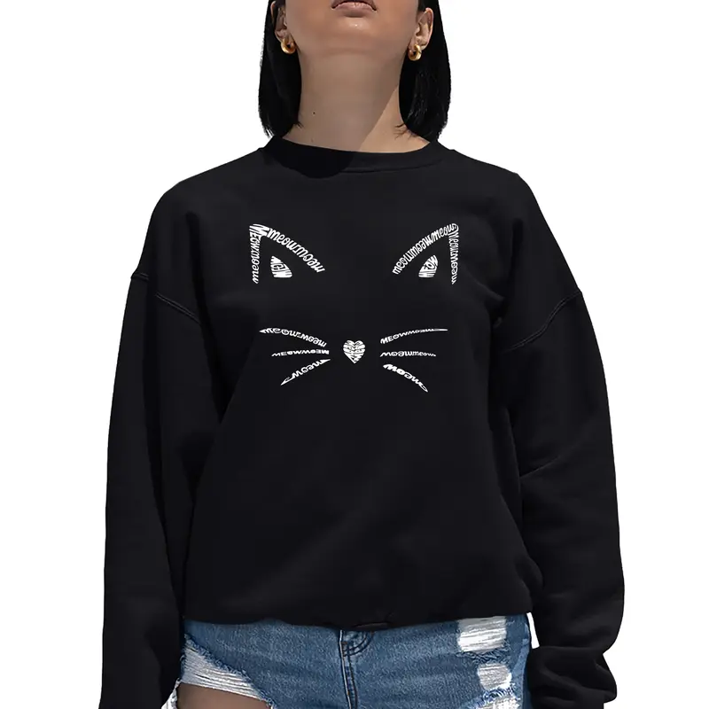 Whiskers - Women's Word Art Crewneck Sweatshirt - Purple - X-Large
