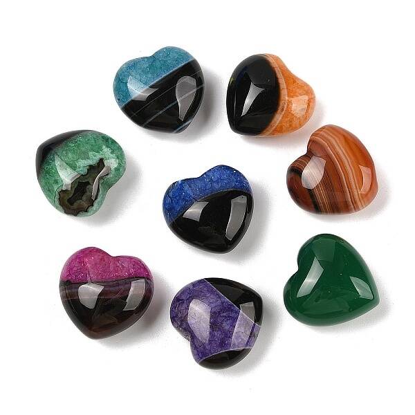 Natural Agate(Dyed & Heated) Heart Palm Stone